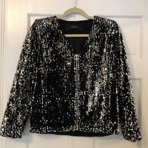 zara sequin bomber jacket